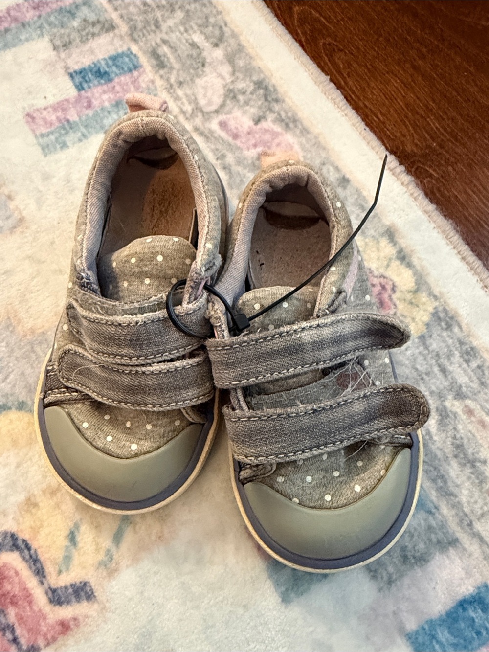See Kai Run Gray Polka Dot Hook-and-Loop Toddler Sneakers